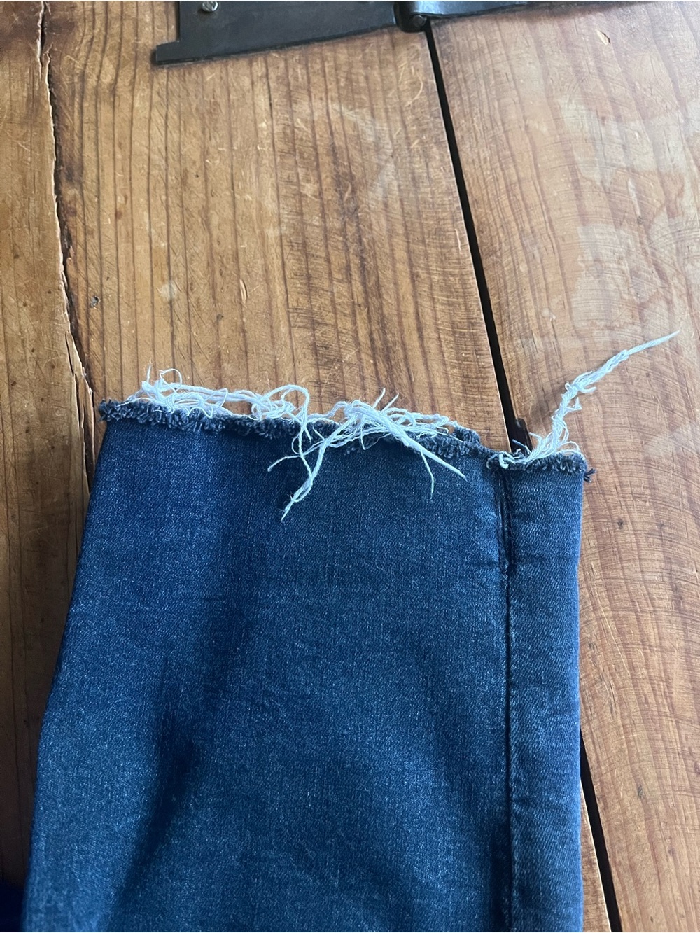 Democracy Dark Blue Skinny Jeans with Frayed Hem - Picture 2 of 4